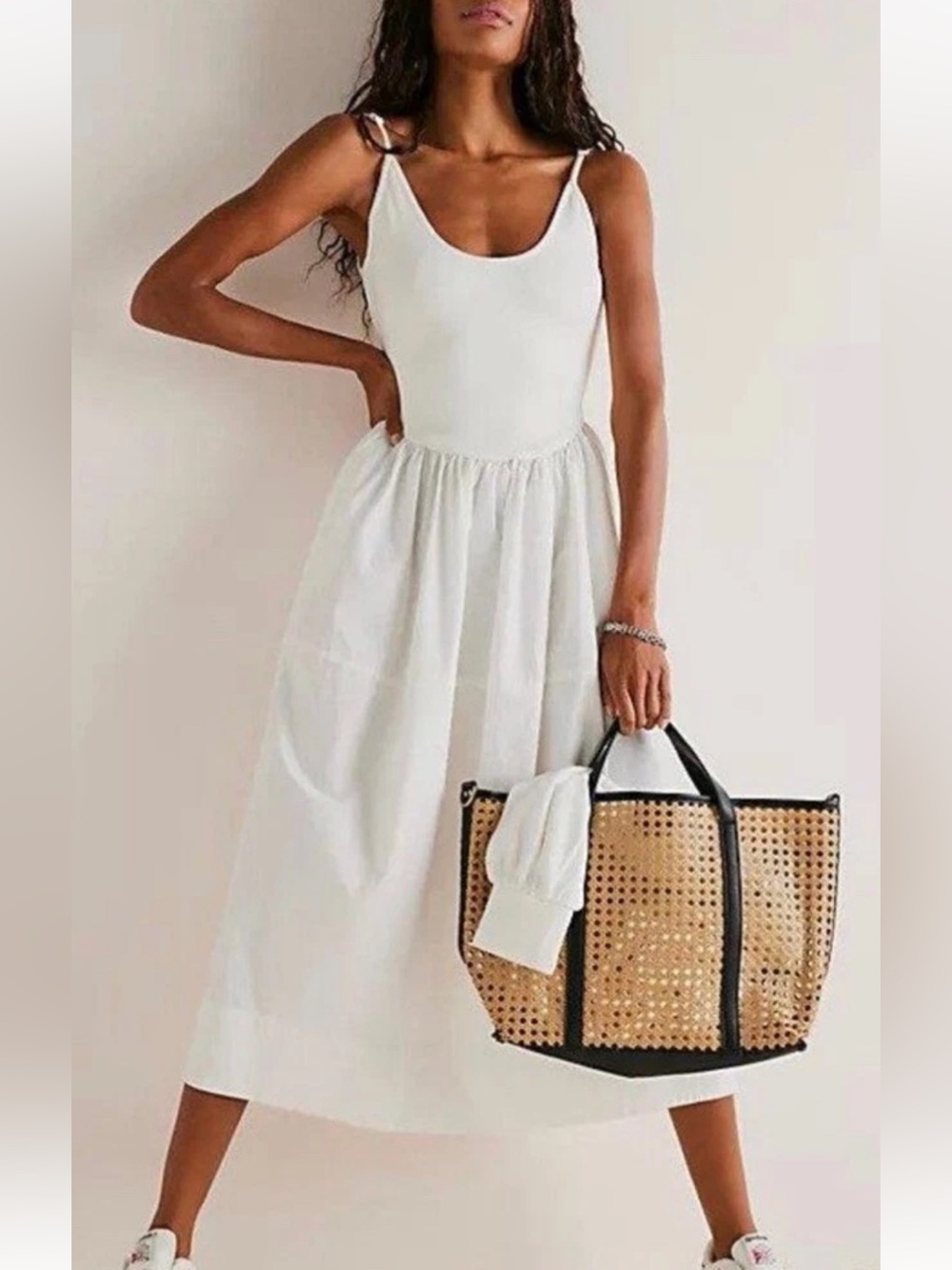 Free People Dylan White Ribbed Tank Dress - Picture 2 of 11